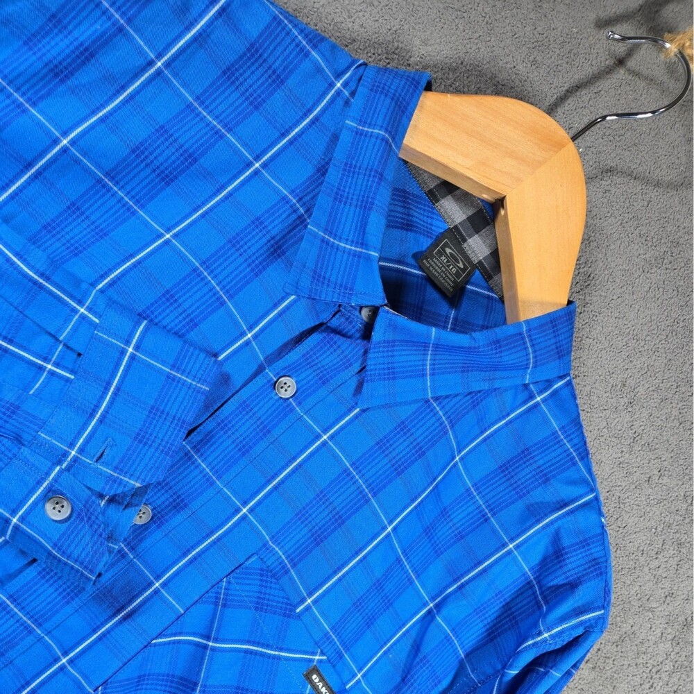 Oakley Men's Shirt XL Plaid Blue Workwear Tartan Casual Classic Fit